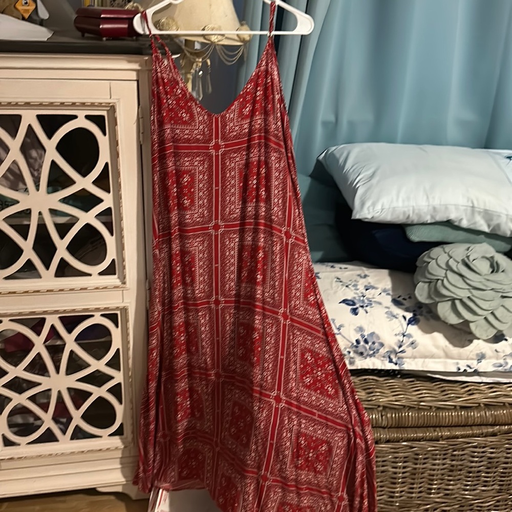 SOLD! Natural Life Size Medium Red Bandana Print Maxi Dress Excellent Condition!